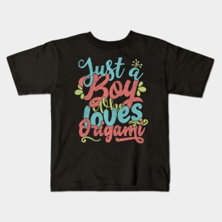 Just A Boy Who Loves Origami Gift graphic Kids T-Shirt